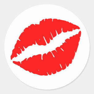 Pegatina Redonda Beso Rojo