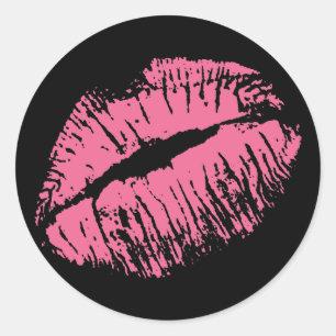 Pegatina Redonda Beso rosa
