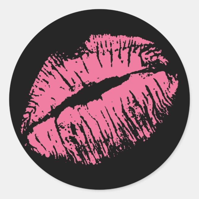 Pegatina Redonda Beso rosa (Anverso)