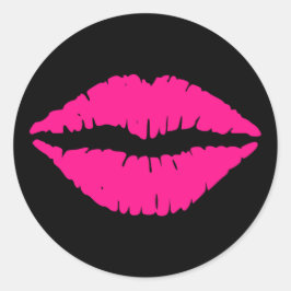 Pegatina Redonda Beso Rosado