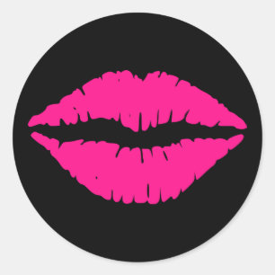Pegatina Redonda Beso Rosado