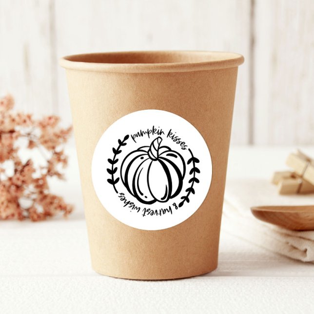 Pegatina Redonda Besos de calabaza cosecha Deseos Agradecimientos (Subido por el creador)