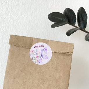 Pegatina Redonda Besos de mariposa y deseos de bebé Mariposa mora