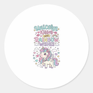 Pegatina Redonda Besos de unicornio y deseos de arcoíris Uvas paste