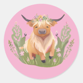 Pegatina Redonda besos de vaca y deseos de país
