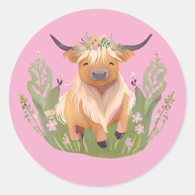 Pegatina Redonda besos de vaca y deseos de país (Anverso)