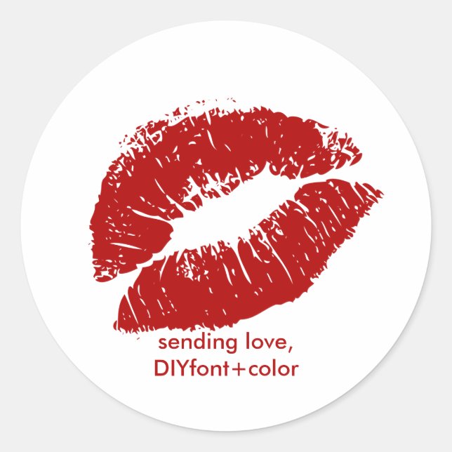 Pegatina Redonda Besos pixDezine/labios rojos (Anverso)