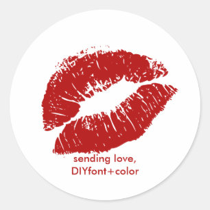 Pegatina Redonda Besos pixDezine/labios rojos