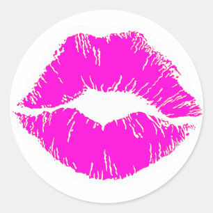 Pegatina Redonda Besos rosas labios labios labios labios labios maq