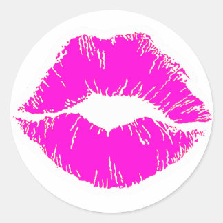 Pegatina Redonda Besos rosas labios labios labios labios labios maq
