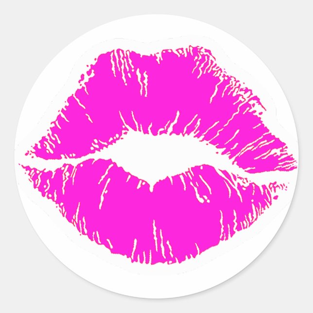 Pegatina Redonda Besos rosas labios labios labios labios labios maq (Anverso)