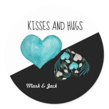 Besos Y Abrazos Acuarela Corazones pintados a mano