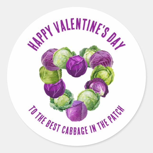 Pegatina Redonda BEST CABBAGE IN THE PATCH Valentine Couples (Anverso)