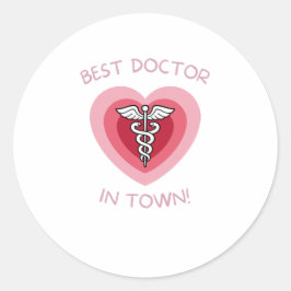 Pegatina Redonda Best Doctor In Town Heart Medical Design