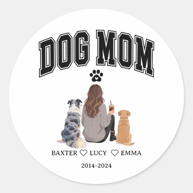 Pegatina Redonda Best Dog Mom Ever | Happy Mother’s Day  (Anverso)