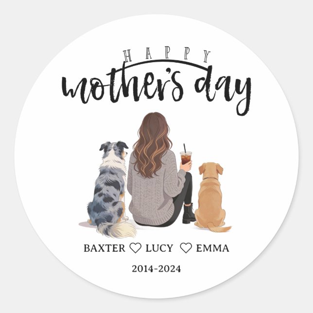 Pegatina Redonda Best Dog Mom Ever | Happy Mother’s Day  (Anverso)
