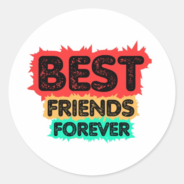 PEGATINA REDONDA BEST FRIENDS FOREVER RETRO FRIENDS, FRIENDSHIP (Anverso)