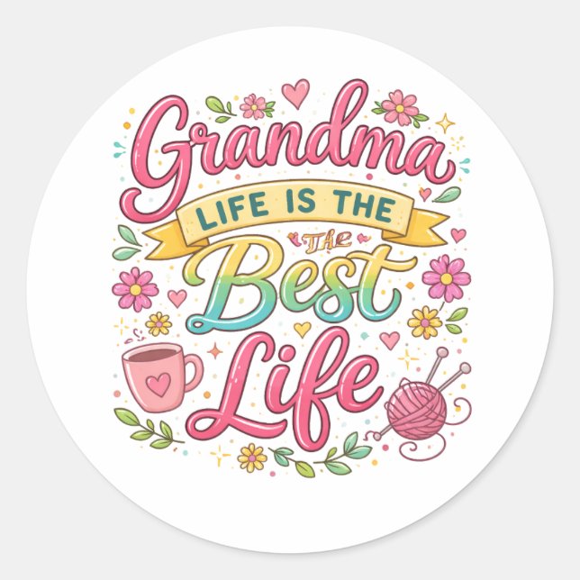 Pegatina Redonda Best Grandma Ever | Happy Grandparents Day Cute (Anverso)