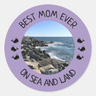 Pegatina Redonda Best Mom Ever Blue Ocean Photo
