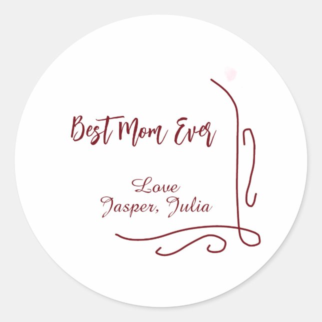 Pegatina Redonda Best mom ever red love Spanish border stylish  (Anverso)