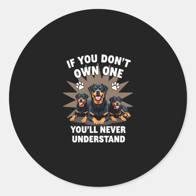 Pegatina Redonda Best Rottweiler Art For Men Women Kids Rottie Rott (Anverso)