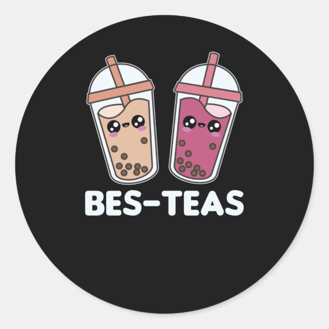 Pegatina Redonda Best Teas - Bubble Tea Kawaii Boba Tea Love (Anverso)