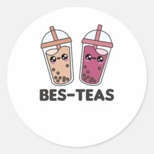 Pegatina Redonda Best Teas - Bubble Tea Kawaii Boba Tea Love