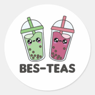 Pegatina Redonda Best Teas - Bubble Tea Kawaii Boba Tea Love Classi