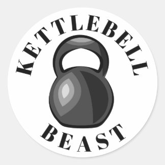 Pegatina Redonda Bestia Kettlebell. Kettlebell Lover