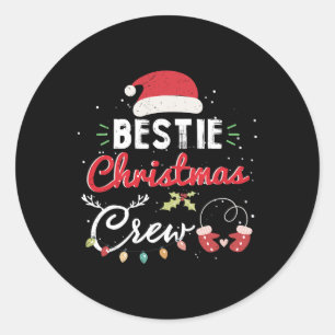 Pegatina Redonda Bestie Navidades Crew Funny Mejor Amigo Coincidenc