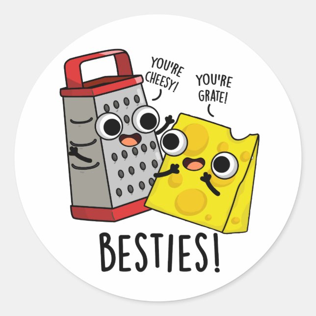 Pegatina Redonda Besties Grater Pun (Anverso)
