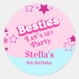 Pegatina Redonda Besties Retro Doll Party