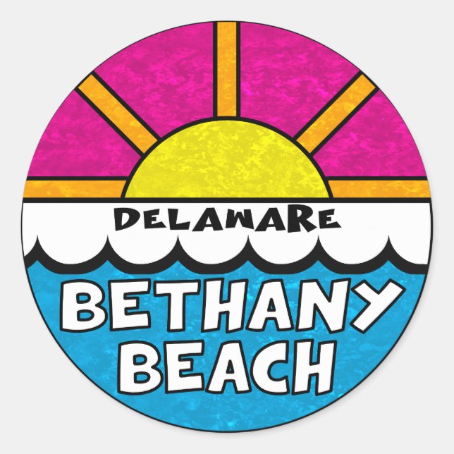 Pegatina Redonda Bethany Beach Delaware (Anverso)