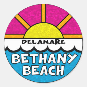 Pegatina Redonda Bethany Beach Delaware