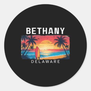 Pegatina Redonda Bethany Beach Delaware Hombres Mujeres Surfeando