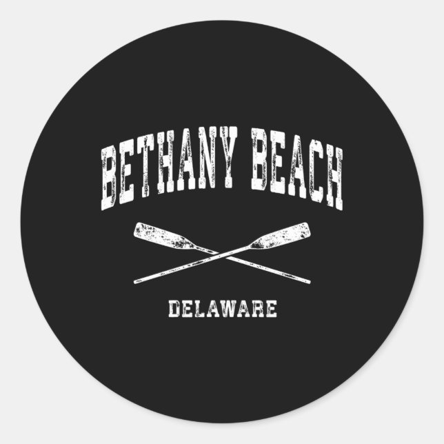 Pegatina Redonda Bethany Beach Delaware Nautical Crosch Oars (Anverso)