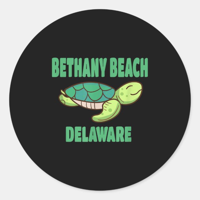 Pegatina Redonda Bethany Beach Delaware Sea Turtle Temática (Anverso)