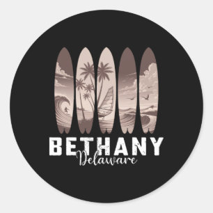Pegatina Redonda Bethany Beach Delaware Tabla de surf Hombres Mujer
