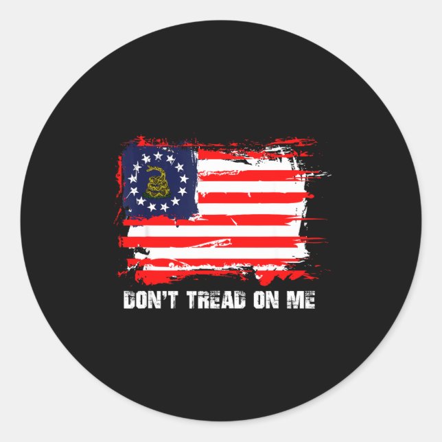 Pegatina Redonda Betsy Ross Flag Don't Tread Patriot On Me  (Anverso)