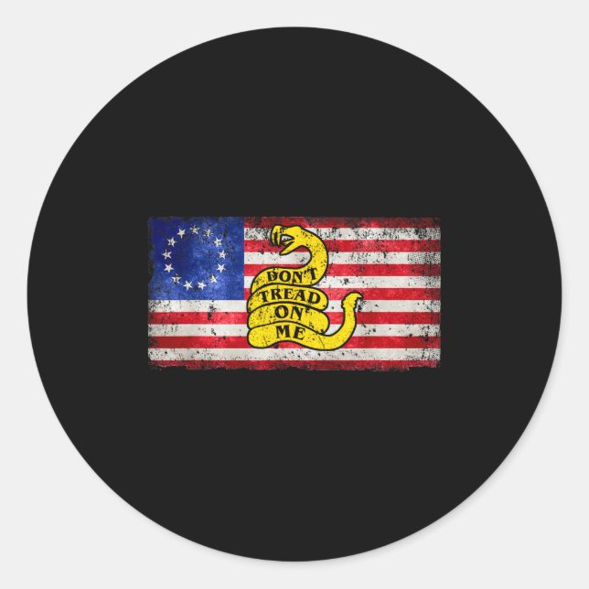 Pegatina Redonda Betsy Ross Flag Dont Tread Patriotic On Me For Men (Anverso)