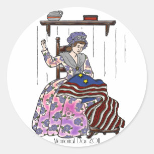 Pegatina Redonda Betsy Ross hace un día conmemorativo de la bandera
