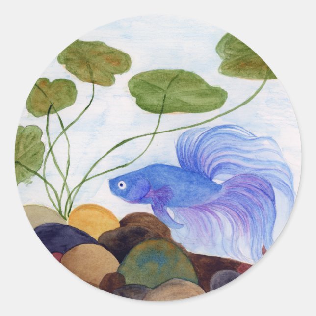 Pegatina Redonda Betta Fish (Anverso)