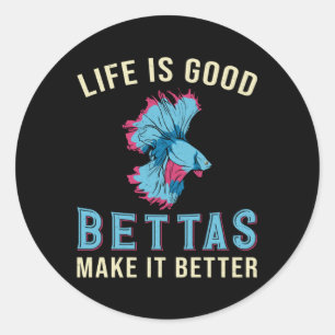Pegatina Redonda Betta Fish Bettas Mejor Lucha contra el Pescado