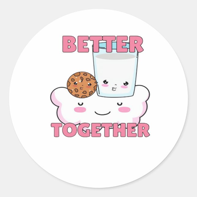Pegatina Redonda Better Together Chocolate Chip Cookie and Milk Pla (Anverso)