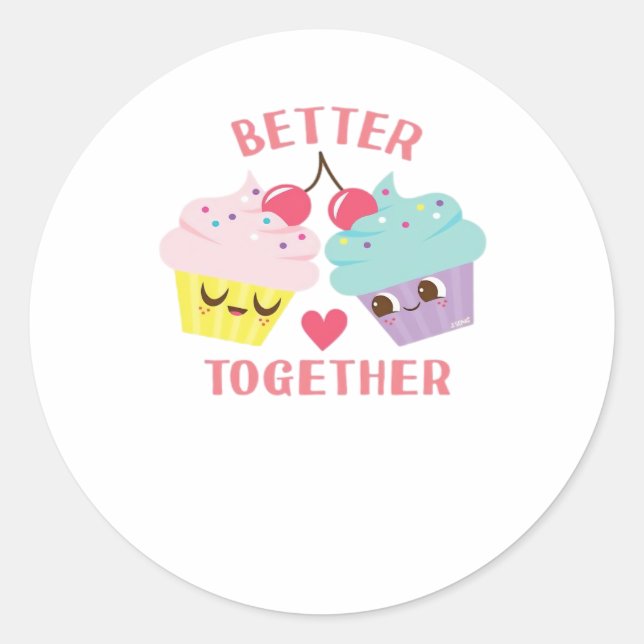 Pegatina Redonda Better Together Love Heartfelt Design  (Anverso)