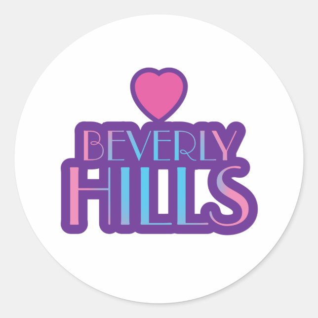 Pegatina Redonda Beverly Hills Love (Anverso)