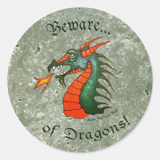 Pegatina Redonda Beweware Dragons Stone Green Faux Marble (Anverso)