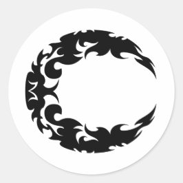 Pegatina Redonda Bewitando la silueta de luna de negro