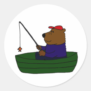 Pegatina Redonda BF: Diseño divertido de la pesca de oso