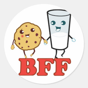 Pegatina Redonda BFF, Cookie y Leche